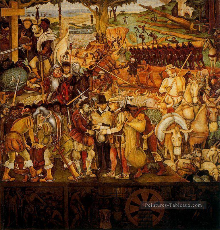 colonisation la grande ville de Tenochtitlan 1952 Diego Rivera Peintures à l'huile